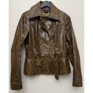 Martin Grant Paris Brown Crocodile Embossed Jacket Women's M (Fits Small)
